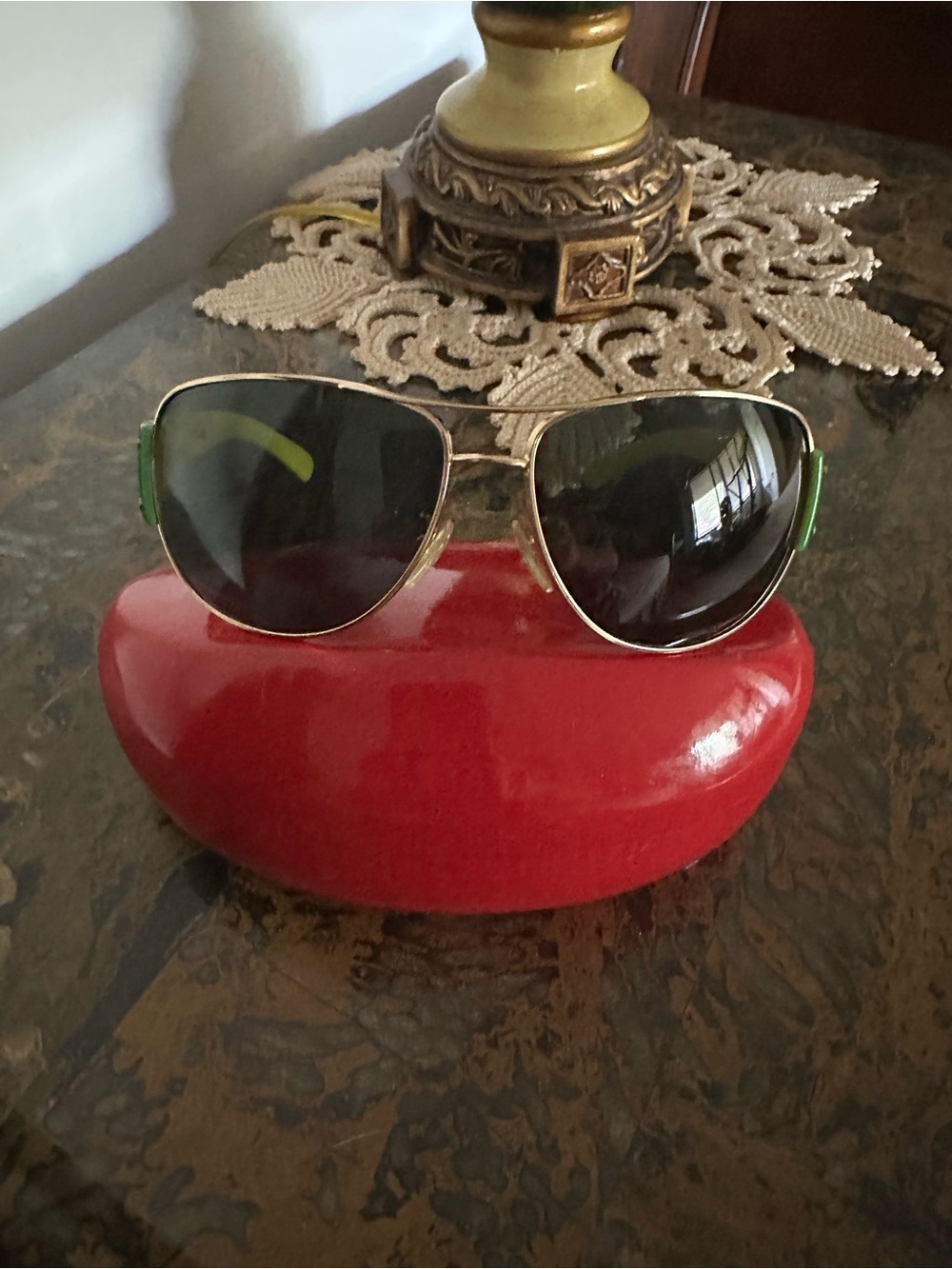 Prada Gold/Green SPR52G Aviator Sunglasses